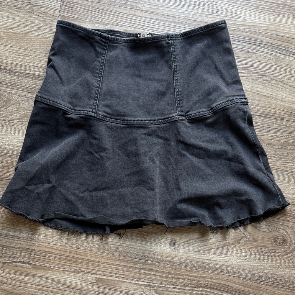 We The Free Black Acid Wash Denim Mini Skirt Black Size: 12 - Picture 3 of 8